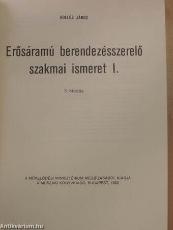 Erősáramú berendezésszerelő szakmai ismeret I.