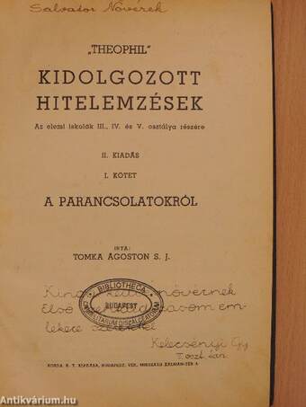 "Theophil" kidolgozott hitelemzések I.