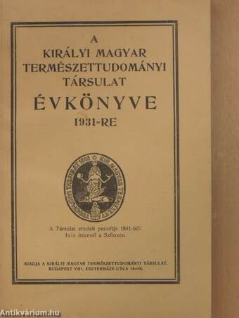 A Királyi Magyar Természettudományi Társulat évkönyve 1931-re