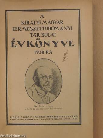 A Királyi Magyar Természettudományi Társulat évkönyve 1930-ra