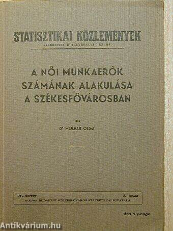 A női munkaerők számának alakulása a székesfővárosban