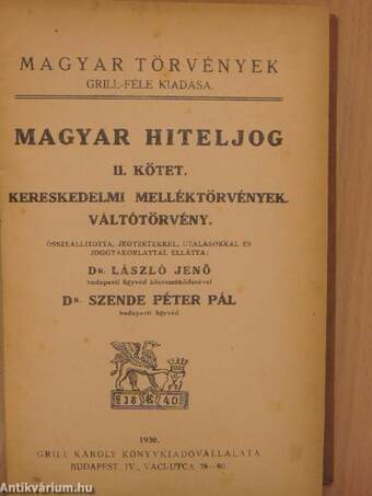 Magyar hiteljog II.