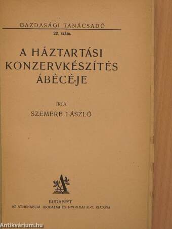 A háztartási konzervkészítés ábécé-je