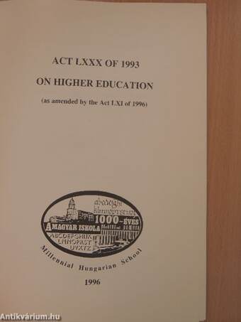 Act LXXX of 1993 on Higher Education