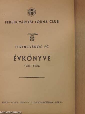 Ferencváros FC évkönyve 1934-1935