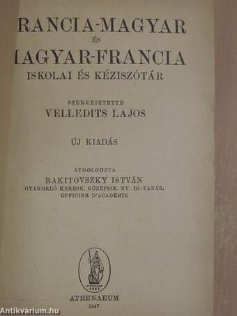 Francia-magyar és magyar-francia iskolai és kézi szótár