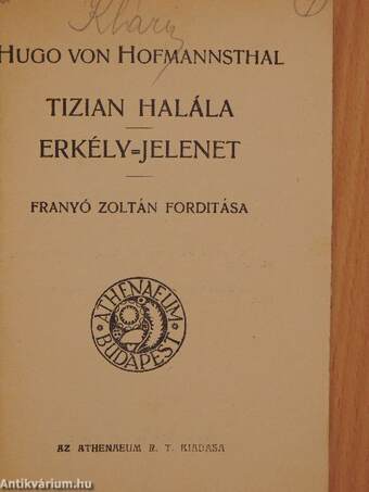 Tizian halála/Erkély-jelenet