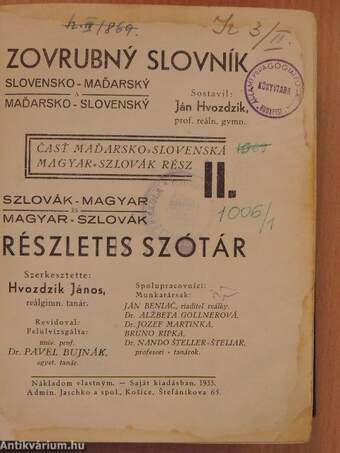 Szlovák-magyar és magyar-szlovák részletes szótár II.