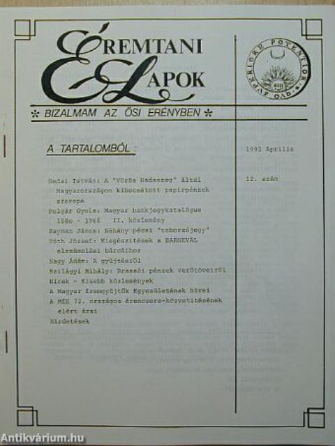 Éremtani Lapok 1992. április