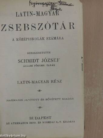 Latin-magyar zsebszótár I-II.