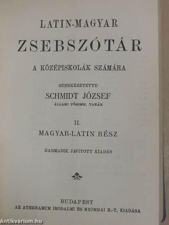 Latin-magyar zsebszótár I-II.