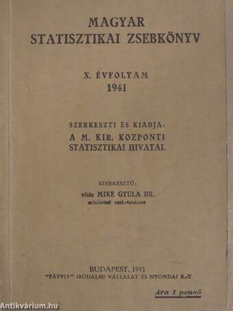 Magyar statisztikai zsebkönyv 1941.