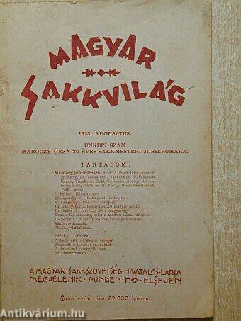 Magyar Sakkvilág 1925. augusztus