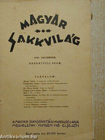 Magyar Sakkvilág 1925. december