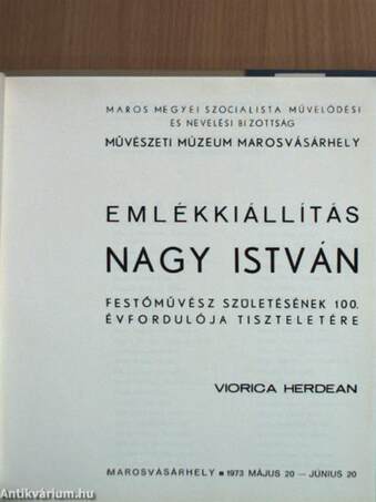 Emlékkiállítás Nagy István festőművész születésének 100. évfordulója tiszteletére