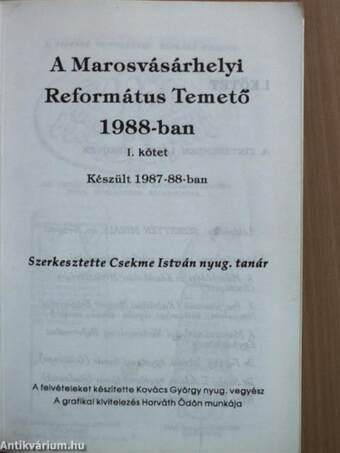 A marosvásárhelyi református temető 1988-ban I-II.