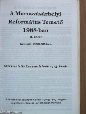 A marosvásárhelyi református temető 1988-ban I-II.