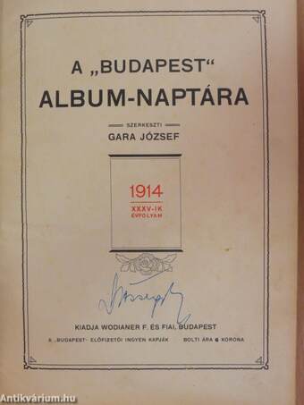 A "Budapest" album-naptára 1914