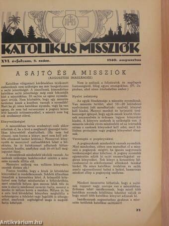 Katolikus Missziók 1940. augusztus