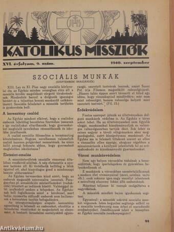 Katolikus Missziók 1940. szeptember