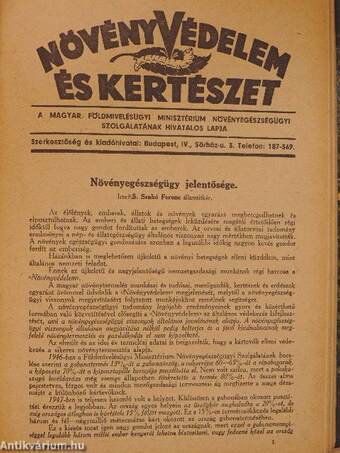 Növényvédelem 1944. (nem teljes évfolyam)/Kertészet 1944. (nem teljes évfolyam)/Növényvédelem és Kertészet 1947-1948 (nem teljes évfolyamok)