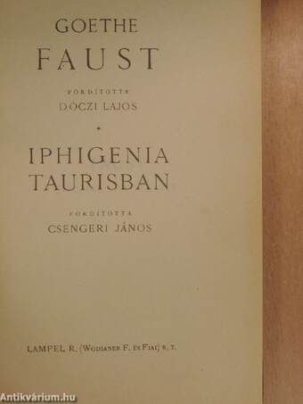 Faust/Iphigenia Taurisban