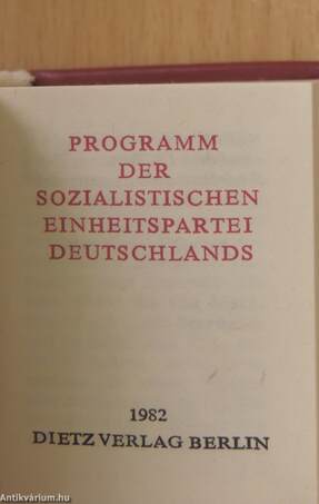 Programm der Sozialistischen Einheitspartei Deutschlands (minikönyv)