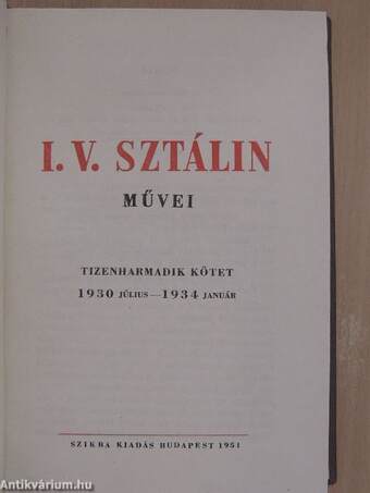 I. V. Sztálin művei 13.