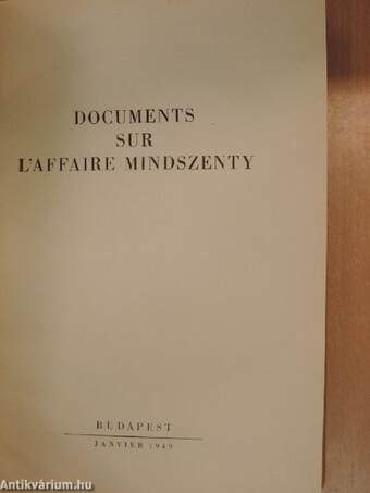 Documents sur l'affaire Mindszenty