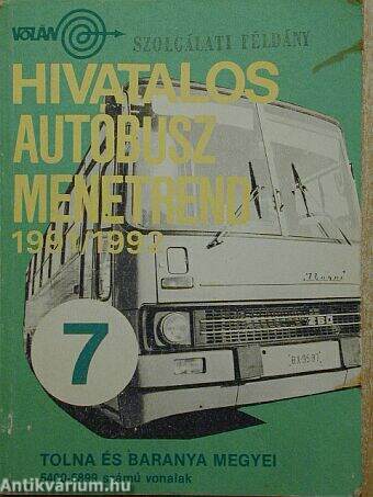 Hivatalos autóbusz menetrend VII. 1991-1992