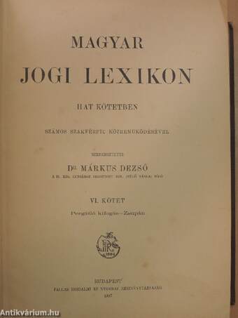 Magyar jogi lexikon VI. (töredék)