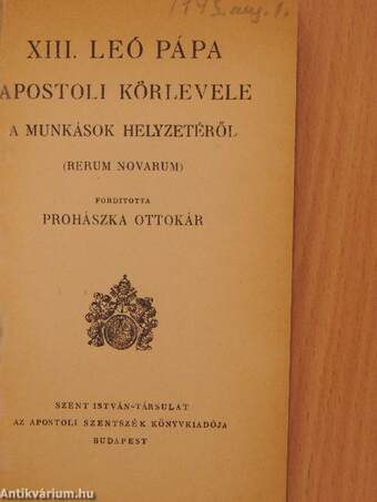 XIII. Leó pápa apostoli körlevele a munkások helyzetéről