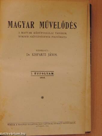 Magyar Művelődés 1922, 1924-1925. január-december/1923. január-június (fél évfolyam)