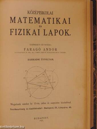 Középiskolai mathematikai és fizikai lapok 1925. szeptember-1926. június/1926. szeptember-1927. június