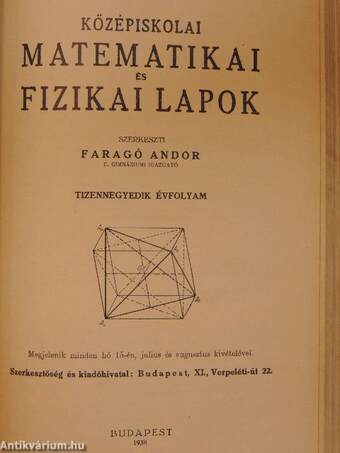 Középiskolai matematikai és fizikai lapok 1936-37. szeptember-június/1937-38. szeptember-június