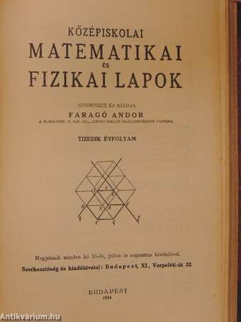 Középiskolai matematikai és fizikai lapok 1932-33. szeptember-június/1933-34. szeptember-június