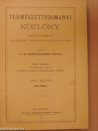 Természettudományi Közlöny 1897. (nem teljes évfolyam)