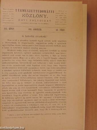 Természettudományi Közlöny 1898. január-december