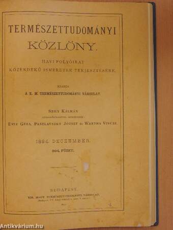 Természettudományi Közlöny 1894. (nem teljes évfolyam) (rossz állapotú)