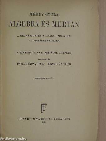 Algebra és mértan