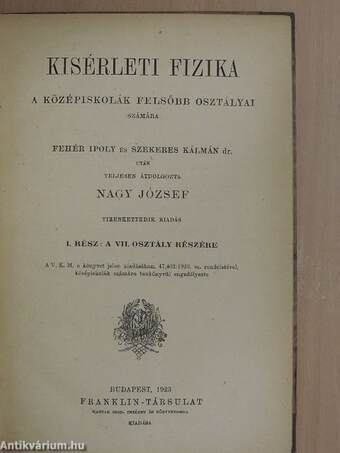 Kisérleti fizika I.