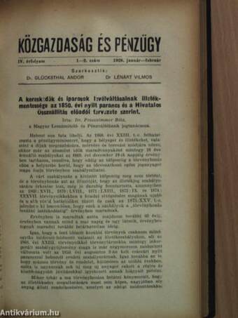 Polgári jog 1928. január-december/Közgazdaság és Pénzügy 1928. január-december