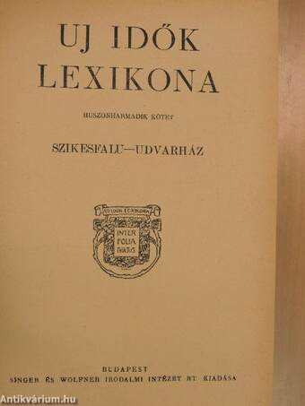 Uj idők lexikona 23-24. (töredék)