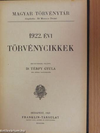 1922. évi törvénycikkek