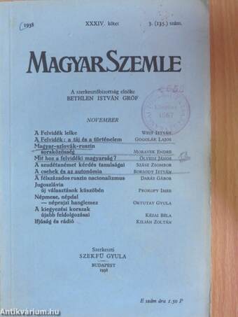 Magyar Szemle 1938. november