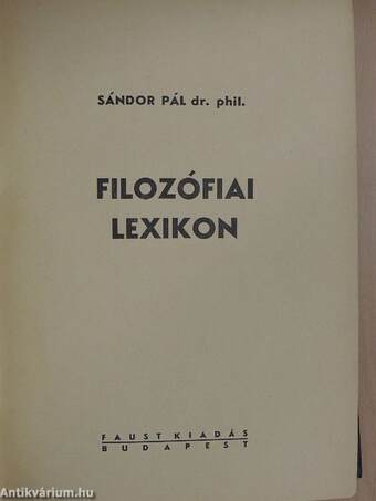 Filozófiai lexikon I. (töredék)