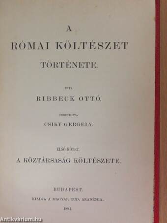 A római költészet története I-III.