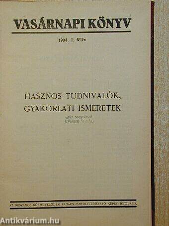 Vasárnapi Könyv 1934. I.