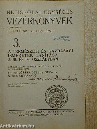 A természeti és gazdasági ismeretek tanítása a III. és IV. osztályban