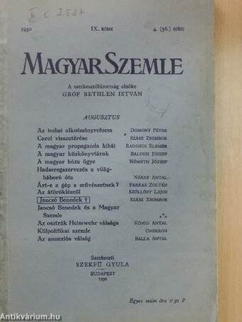 Magyar Szemle 1930. augusztus
